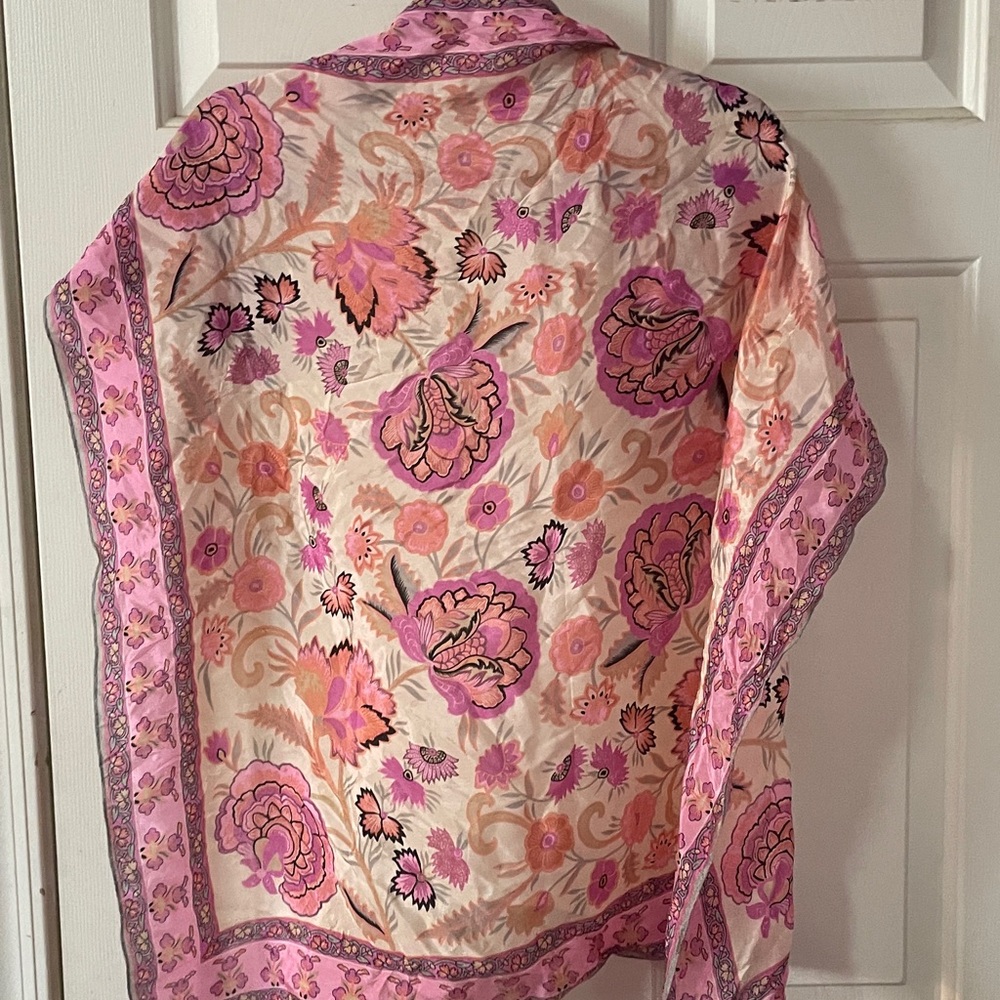 VTG SILK SCARF FLORAL PINK